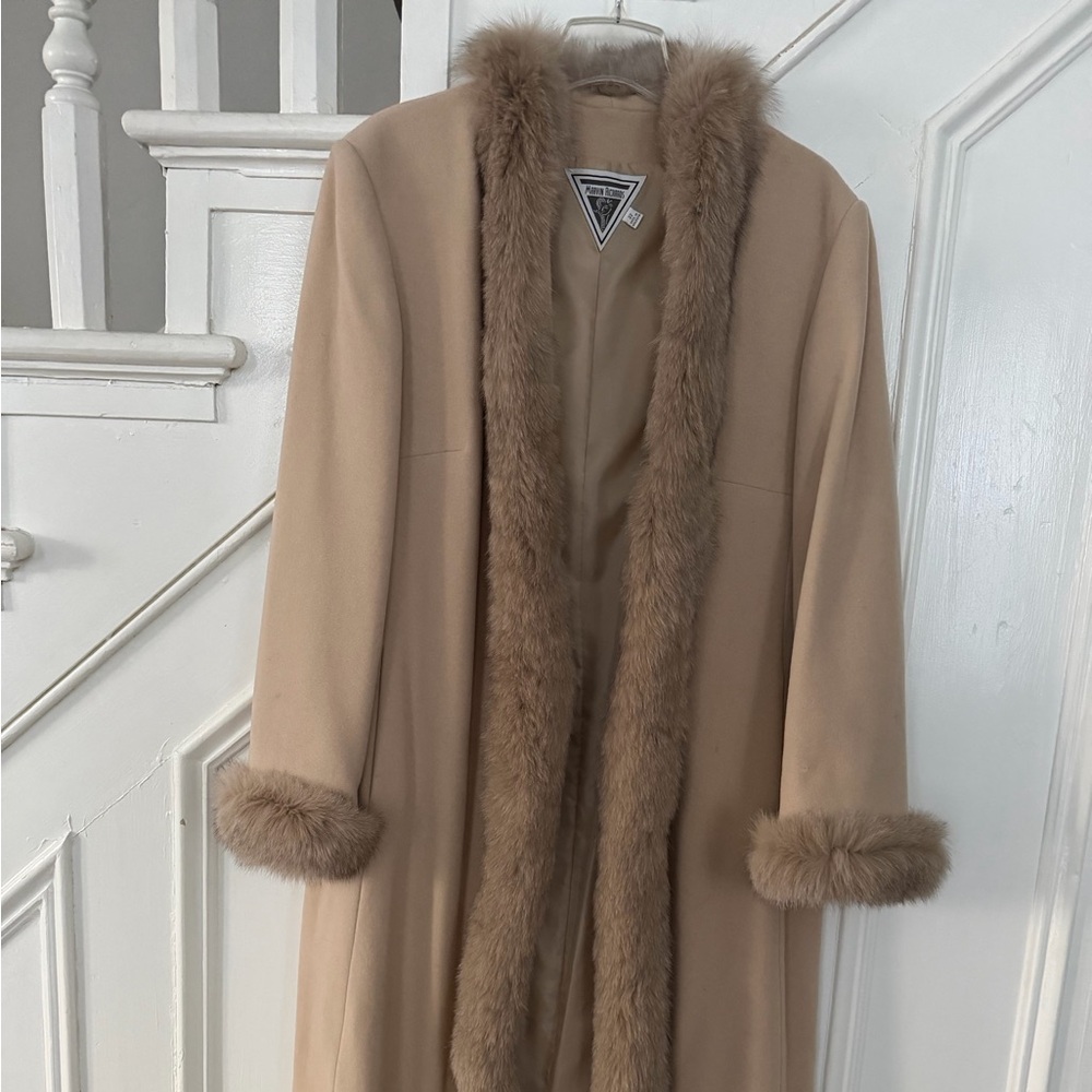 Marvin Richards Tan Fur-Trimmed Cape